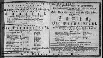 Theaterzettel (Oper und Burgtheater in Wien) 18370330 Seite: 1