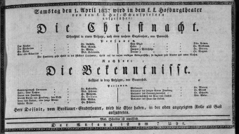 Theaterzettel (Oper und Burgtheater in Wien) 18370401 Seite: 1