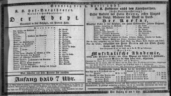 Theaterzettel (Oper und Burgtheater in Wien) 18370402 Seite: 1