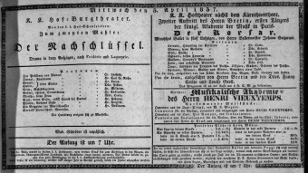 Theaterzettel (Oper und Burgtheater in Wien) 18370405 Seite: 1