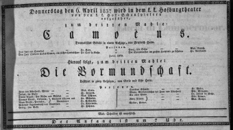 Theaterzettel (Oper und Burgtheater in Wien) 18370406 Seite: 1