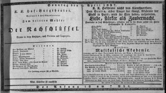 Theaterzettel (Oper und Burgtheater in Wien) 18370409 Seite: 1