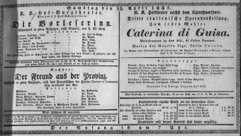 Theaterzettel (Oper und Burgtheater in Wien) 18370415 Seite: 1
