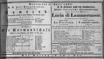 Theaterzettel (Oper und Burgtheater in Wien) 18370417 Seite: 1