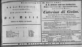 Theaterzettel (Oper und Burgtheater in Wien) 18370420 Seite: 1