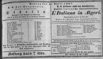 Theaterzettel (Oper und Burgtheater in Wien) 18370424 Seite: 1