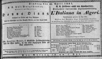 Theaterzettel (Oper und Burgtheater in Wien) 18370425 Seite: 1