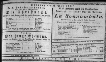 Theaterzettel (Oper und Burgtheater in Wien) 18370506 Seite: 1