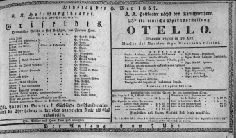 Theaterzettel (Oper und Burgtheater in Wien) 18370509 Seite: 1