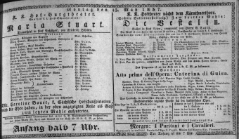 Theaterzettel (Oper und Burgtheater in Wien) 18370515 Seite: 1