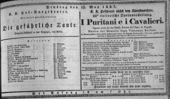 Theaterzettel (Oper und Burgtheater in Wien) 18370516 Seite: 1