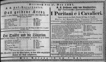 Theaterzettel (Oper und Burgtheater in Wien) 18370517 Seite: 1