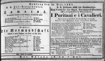 Theaterzettel (Oper und Burgtheater in Wien) 18370520 Seite: 1