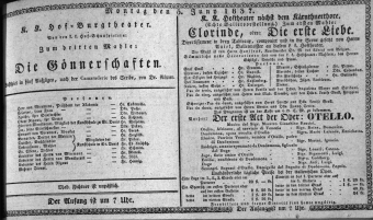 Theaterzettel (Oper und Burgtheater in Wien) 18370605 Seite: 1