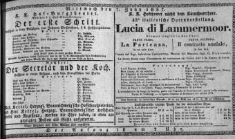 Theaterzettel (Oper und Burgtheater in Wien) 18370607 Seite: 1