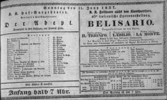 Theaterzettel (Oper und Burgtheater in Wien) 18370611 Seite: 1