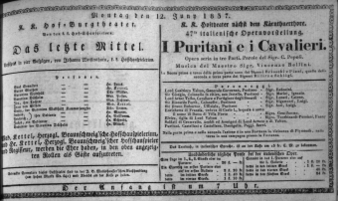 Theaterzettel (Oper und Burgtheater in Wien) 18370612 Seite: 1