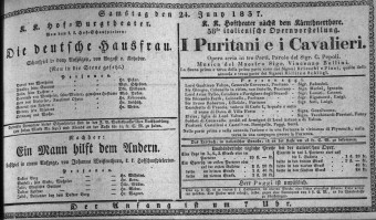 Theaterzettel (Oper und Burgtheater in Wien) 18370624 Seite: 1