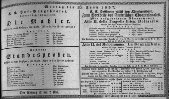 Theaterzettel (Oper und Burgtheater in Wien) 18370626 Seite: 1