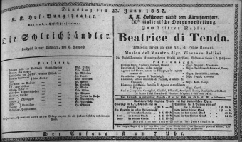 Theaterzettel (Oper und Burgtheater in Wien) 18370627 Seite: 1