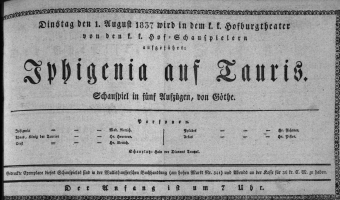 Theaterzettel (Oper und Burgtheater in Wien) 18370801 Seite: 1
