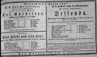 Theaterzettel (Oper und Burgtheater in Wien) 18370802 Seite: 1