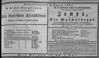 Theaterzettel (Oper und Burgtheater in Wien) 18370803 Seite: 1