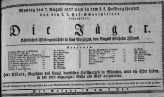 Theaterzettel (Oper und Burgtheater in Wien) 18370807 Seite: 1