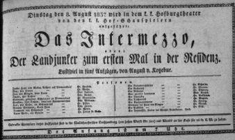 Theaterzettel (Oper und Burgtheater in Wien) 18370808 Seite: 1