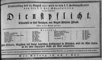 Theaterzettel (Oper und Burgtheater in Wien) 18370810 Seite: 1