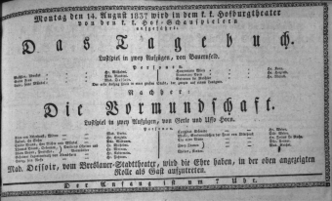 Theaterzettel (Oper und Burgtheater in Wien) 18370814 Seite: 1