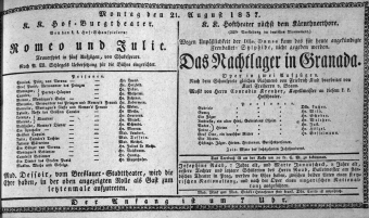 Theaterzettel (Oper und Burgtheater in Wien) 18370821 Seite: 1