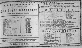 Theaterzettel (Oper und Burgtheater in Wien) 18370828 Seite: 1