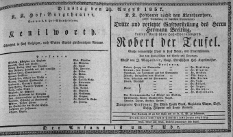 Theaterzettel (Oper und Burgtheater in Wien) 18370829 Seite: 1