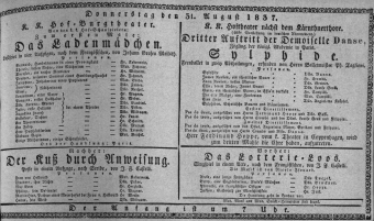 Theaterzettel (Oper und Burgtheater in Wien) 18370831 Seite: 1