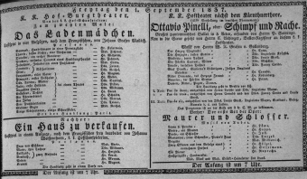 Theaterzettel (Oper und Burgtheater in Wien) 18370901 Seite: 1