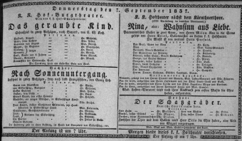 Theaterzettel (Oper und Burgtheater in Wien) 18370907 Seite: 1