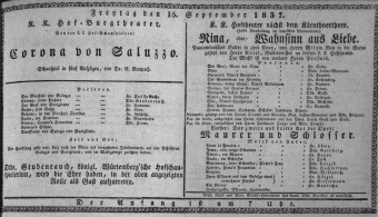 Theaterzettel (Oper und Burgtheater in Wien) 18370915 Seite: 1