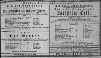 Theaterzettel (Oper und Burgtheater in Wien) 18370916 Seite: 1