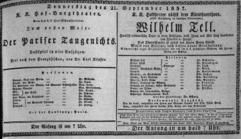 Theaterzettel (Oper und Burgtheater in Wien) 18370921 Seite: 1