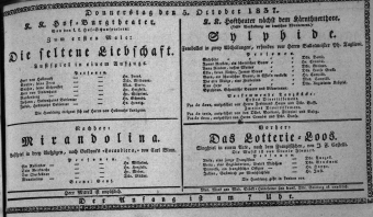 Theaterzettel (Oper und Burgtheater in Wien) 18371005 Seite: 1
