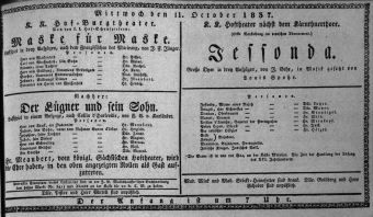 Theaterzettel (Oper und Burgtheater in Wien) 18371011 Seite: 1