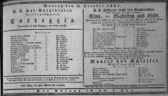 Theaterzettel (Oper und Burgtheater in Wien) 18371016 Seite: 1