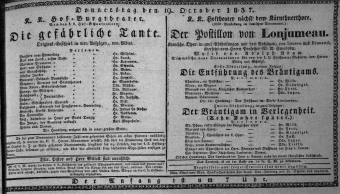 Theaterzettel (Oper und Burgtheater in Wien) 18371019 Seite: 1