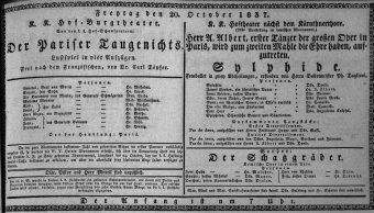 Theaterzettel (Oper und Burgtheater in Wien) 18371020 Seite: 1