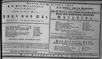 Theaterzettel (Oper und Burgtheater in Wien) 18371023 Seite: 1