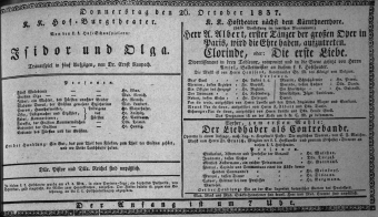 Theaterzettel (Oper und Burgtheater in Wien) 18371026 Seite: 1