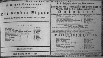 Theaterzettel (Oper und Burgtheater in Wien) 18371030 Seite: 1