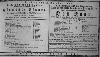 Theaterzettel (Oper und Burgtheater in Wien) 18371031 Seite: 1