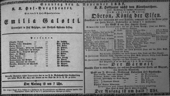 Theaterzettel (Oper und Burgtheater in Wien) 18371105 Seite: 1